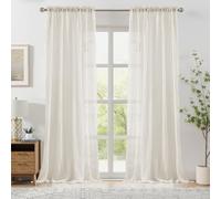 Melodieux Cream Sheer Curtains 72 Inches Long for Bedroom, Elegant Cotton Linen Light Filtering Window Sheer Drapes, Living Room Rod Pocket Cozy Neutral Voile Curtains, 52" W x 72" L, 2 Panels