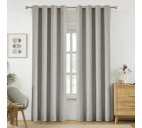 Melodieux Elegant Linen Blackout Curtains for Living Room, Bedroom Natural Burlap Thermal Insulated Room Darkening 100% Privacy Lined Grommet Drapes Farmhouse, 52x96 inch, Grey (2 Panels)