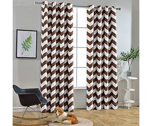 Melodieux Fashion Chevron Curtains for Living Room Dining Room, Darkening Grommet Top Window Drapes Soundproof Thermal Insulated for Bedroom, 84 Inches Long, 52 by 84 Inch, Coffee (1 Panel)