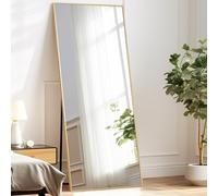 Melodieux Free Standing Big Floor Full Length Mirror 85x192 CM Large Full Body Gold Aluminum Frame Dressing Wall Mounted Leaning Hanging Wall Mirror for Bedroom Living Room