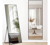 Melodieux Full Length Full Length Mirror 161 x 52 cm Large Freestanding Black Aluminium Frame Dressing Wall Mounted Wall Hanging Leaning Mirror for Living Room Bedroom