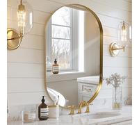 Melodieux Gold Bathroom Vanity Mirror for Wall, 55x75 cm Metal Framed Wall Mirror Oval, Decorative Mirror for Bedroom Living Room Entryway Horizontally or Vertically