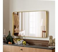 Melodieux Gold Bathroom Vanity Mirror for Wall, 60x90 cm Metal Framed Wall Mirror Rectangle, Decorative Mirror for Bedroom Living Room Entryway Horizontally or Vertically