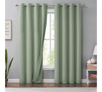 Melodieux Green Linen Blackout Curtains 84 Inches Long for Bedroom, Living Room Rustic Burlap Thermal Insulated Room Darkening Grommet Drapes, 50 x 84 Inch, 2 Panels