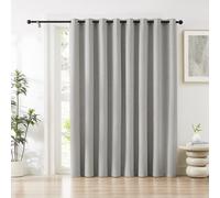 Melodieux Grey Linen Blackout Curtain for Patio Sliding Door, Extra Wide Bedroom Living Room Divider Curtain Thermal Insulated Lined Grommet Drape Farmhouse Burlap Textured, 100x84 inch, 1 Panel