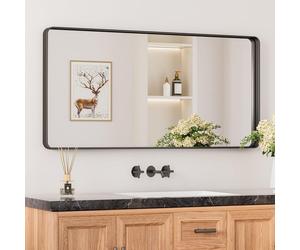 Melodieux Large Full Length Body Mirror for Wall 161x52 cm Black Deep Frame Big Tall Long Mirror for Leaning Hanging for Hallway Bedroom Living Room