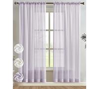 Melodieux Light Purple Chiffon Sheer Curtains Rod Pocket Soft Silky Texture Lilac Sheer Window Panels Light Filtering Sheer Drapes for Living, Dining, Bedroom Décor - 52" W x 84" L, 2 Panels