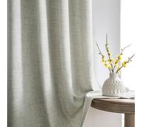 Melodieux Linenlook Light Blocking Curtains W46 x L90 Inch - Room Darkening Window Curtains Eyelet Draps for Bedroom Living Room (Natural, 2 Panels)