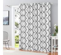 Melodieux Moroccan Fashion Thermal Insulated Grommet Room Darkening Curtains for Living Room, 100 by 84 Inch, Off White/Grey (1 Panel)