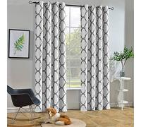 Melodieux Moroccan Fashion Thermal Insulated Grommet Room Darkening Curtains for Living Room, 52 by 84 Inch, Off White/Grey (1 Panel)
