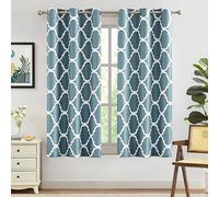Melodieux Moroccan Fashion Thermal Insulated Room Darkening Blackout Grommet Curtains for Living Room, 42 by 63 Inch, Dusty Teal (2 Panels)