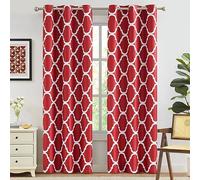 Melodieux Moroccan Fashion Thermal Insulated Room Darkening Blackout Grommet Curtains for Living Room, 42 by 84 Inch, Red (2 Panels)