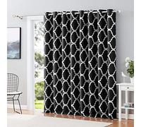 Melodieux Moroccan Room Darkening Blackout Grommet Top Curtains, 100 by 96 Inch, Black (1 Panel)