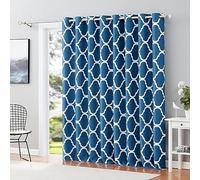 Melodieux Moroccan Terrace Curtains for Extra Wide Windows, Room Divider, Blackout, Eyelet Curtain for Glass Sliding Door, 1 Curtain Panel (100" x 96", Royal Blue)