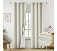 Melodieux Natural 100% Blackout Linen Textured Curtains 72 Inches Long for Bedroom, Living Room Thermal Insulated Light Blocking Grommet Drapes, Elegant Farmhouse Burlap Curtains 52x72 inch, 2 Panels