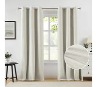 Melodieux Natural Linen Blackout Curtains 84 Inch Length 2 Panels Set, Thermal Insulated Light Blocking Grommet Curtains for Bedroom Living Room, Elegant Farmhouse Burlap Textured Drapes, 42x84 inch