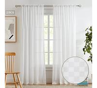 Melodieux Off White Gingham Sheer Curtains 63 Inch Length for Bedroom, Living Room Buffalo Check Plaid Light Filtering Rod Pocket Cotton Voile Drapes, 54" W x 63" L (2 Panels)