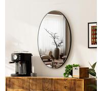 Melodieux Oval Wall Mirror 51x71cm Black Circle Hanging Wall Mirror Home Decorative Wall Mounted Vanity Mirror for Bathroom Living Room Hallway