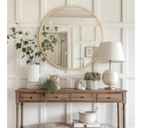 Melodieux Round Wall Mirror 80cm Gold Circle Home Decorative Hanging Wall Mounted Vanity Mirror for Bathroom Hallway Bedroom Living Room