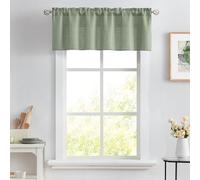 Melodieux Sage Green Semi Sheer Curtain Valance for Kitchen Cafe Small Windows Linen Rustic Rod Pocket Valance, 52 by 18 Inch, 1 Panel