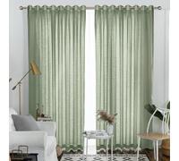 Melodieux Sage Green Semi Sheer Curtains 108 Inches Long for Living Room Patio Door, Extra Long Bedroom Linen Look Rustic Grommet Sheer Drapes, 52" W x 108" L, 2 Panels