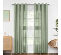 Melodieux Sage Green Semi Sheer Curtains 84 Inches Long for Living Room, Bedroom Linen Look Window Privacy Grommet Light Filtering Sheer Drapes, 52 by 84 Inch, 2 Panels