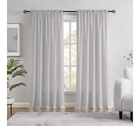 Melodieux Silver Grey Velvety Semi Sheer Curtains 84 Inch Length for Bedroom, Living Room Natural Cotton Texture Rod Pocket Window Sheer Drapes, 52 by 84 Inch (2 Panels)