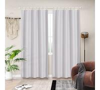 Melodieux Thermal Insulated Blackout Curtain Liner for 84 Inch Long Curtains, Off White, 50 by 80 Inch, 2 Panel, Rings Included