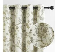 Melodieux Vintage Floral Blackout Curtains 84 Inches Long for Living Room, Bedroom Farmhouse French Country Drapes Cotton Thermal Insulated Grommet Toile Curtains, 52 by 84 in, Tan Beige, 2 Panels