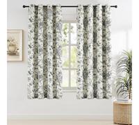 Melodieux Vintage Floral Farmhouse Blackout Curtains 63 Inches Long for Bedroom, Living Room Thermal Insulated Cotton Grommet Drapes French Country Toile de Jouy, 52 by 63 in, Black Onyx, 2 Panels
