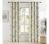 Melodieux Vintage Floral Print Room Darkening Curtains 108 Inches Long for Living Room, Patio Door Toile de Jouy French Farmhouse Cotton Textured Grommet Drapes, 52 by 108 in, Tan Beige, 2 Panels
