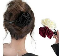 Melodio 3PCS Romantic French Rose Twist Hair Clips - Elegant Bobby Pins for Women, High-End One-Word Claw Clips for Updos, Back Bun & Everyday Hairstyles