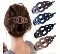 Melodio 4Pcs Chain-Link Hair Twist Clips - Non-Scratch Jaw Clips for Women, Stylish Hair Accessories for Bun/Updo Hairstyles, Strong Hold Hair Clutcher (4 Colors)