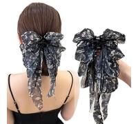 Melodio New Forest-Inspired Rose Ponytail Clip - French Romantic Floral Hair Accessory with Flowing Ribbon, Elegant Back Bun Hair Clip for Women, High-End Hair Decor (Type B)