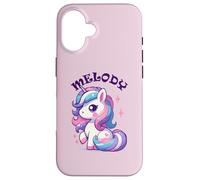 Melody Cute Unicorn Design for Girls Name Melody Case for iPhone 16