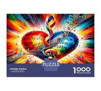 Melody Heart 1000 Piece Premium Jigsaw Puzzle Vibrant Rhythm Passion Jigsaw Puzzle Set Premium Cardstock Senior Enthusiasts Concentration Training Housewarming Office Break Gift Game 52x38cm/1000pcs