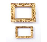 Melody Jane 2 Empty Dolls House Gold Picture Painting Frames Rectangular Miniature Accessory