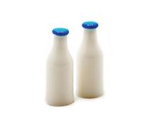 Melody Jane Dolls House 2 Milk Bottles with Blue Lid Miniature Kitchen Shop Store Accessory