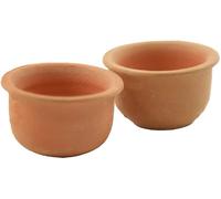 Melody Jane Dolls House 2 Round Drum Terracotta Plant Pot Set Miniature Garden Accessory