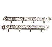 Melody Jane Dolls House 2 Silver Utensil Rack Coat Hooks Wall Hall Kitchen Accessory