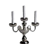 Melody Jane Dolls House 3 Arm Candlestick Silver Candelabra Table Lamp 12V Electric Lighting