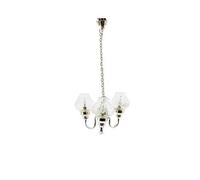 Melody Jane Dolls House 3 Arm Silver Chandelier Glass Globe Shades Miniature Electric Light