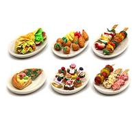 Melody Jane Dolls House 6 Plates of Cooked Food Buffet Snacks Prepared Dining Room Accessory