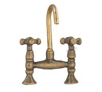 Melody Jane Dolls House Antique Brass Mixer Tap Faucet Old Fashioned 1:12 Kitchen Accessory
