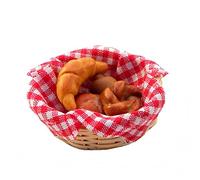 Melody Jane Dolls House Basket of Croissants & Rolls on Red Gingham Miniature 1:12 Accessory