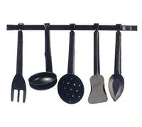 Melody Jane Dolls House Black Hanging Utensil Set & Rack Miniature 1:12 Kitchen Accessory