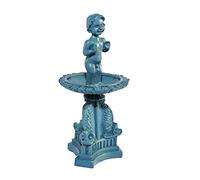 Melody Jane Dolls House Blue Cherub Fountain Miniature Decorative Garden Accessory 1:12