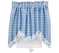 Melody Jane Dolls House Blue Gingham Curtain & Roller Blind Miniature Window Accessory