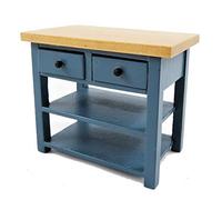 Melody Jane Dolls House Blue & Pine Island Work Table Modern Miniature Kitchen Furniture