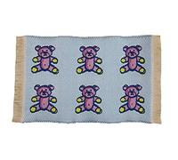Melody Jane Dolls House Blue Teddy Bear Rug Mat Miniature Nursery Play Room Accessory 1:12